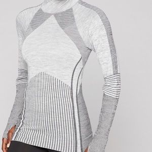 Athleta Gray and White Turtleneck Sweater